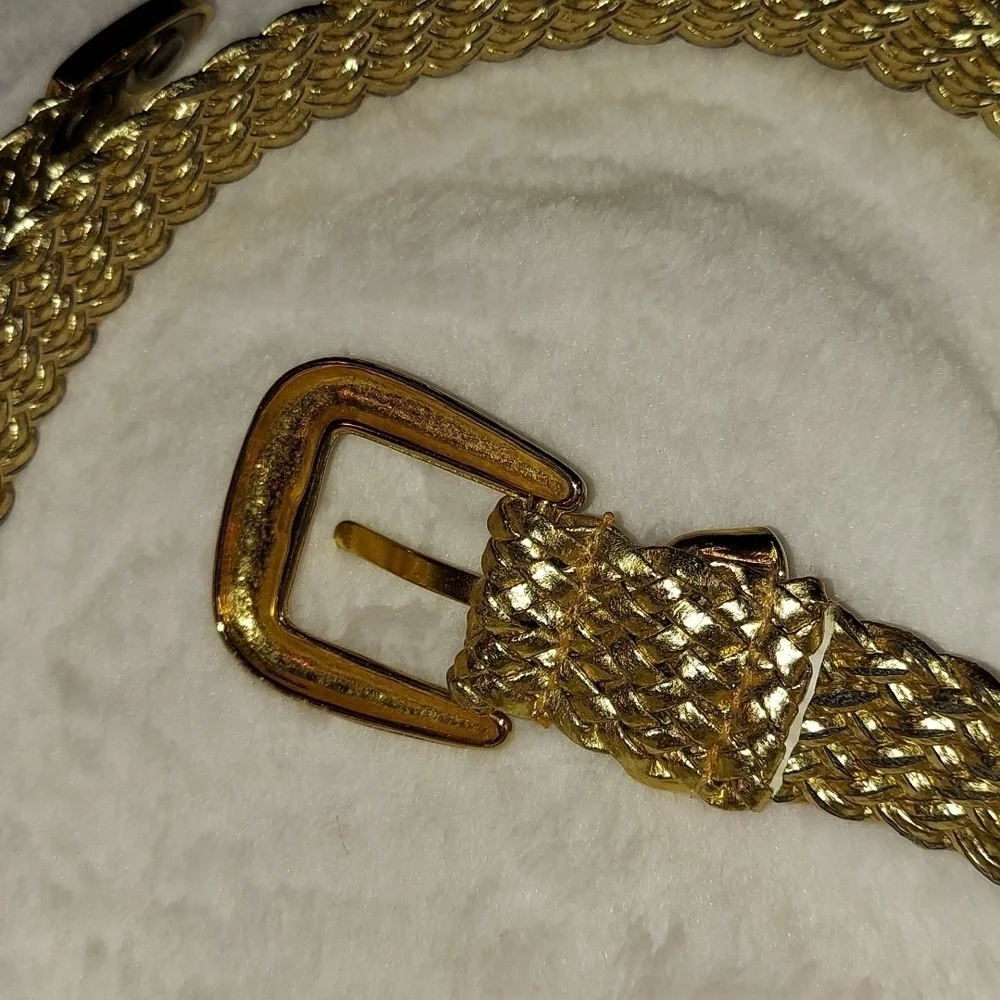 Gold Vegan Faux leather weaved rope belt